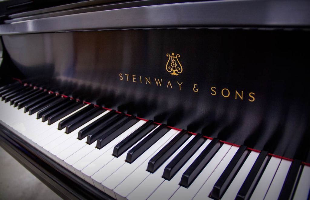 Steinway cabinet in black satin